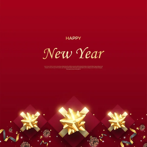 Vector Feliz Año Nuevo Con Una Decoración Dulce Paralela Tres — Archivo Imágenes Vectoriales