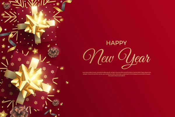 Διάνυσμα Ευτυχισμένο Νέο Έτος Διακόσμηση Δίπλα Χαιρετισμό — Διανυσματικό Αρχείο