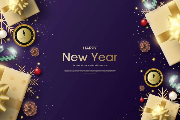 Vector Feliz Año Nuevo Sobre Fondo Púrpura Con Poco Efecto — Archivo Imágenes Vectoriales