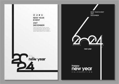 Basit ve zarif 2024 yılbaşı afişi. 2024 yılbaşı etkinliğini canlandırmak için. Işıklı güzel bir tasarım..