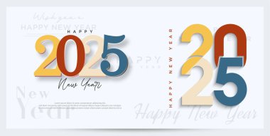 Yeni yıl 2025 sayı tasarımı. 2025 yılının kutlaması için karşılama tasarımıyla. Bir afiş, poster ve takvim için en iyi vektör tasarımı.