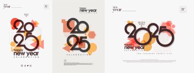 Retro tasarımı mutlu yıllar 2025. Benzersiz rakamlar ve güzel klasik bir görünüşle. Mutlu yıllar 2025 kutlamaları için tasarım.
