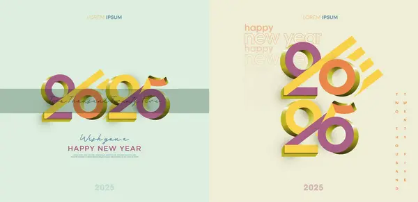 Колекція Дизайнів Happy New Year 2025 Класичною Ретро Концепцією Постер Векторна Графіка