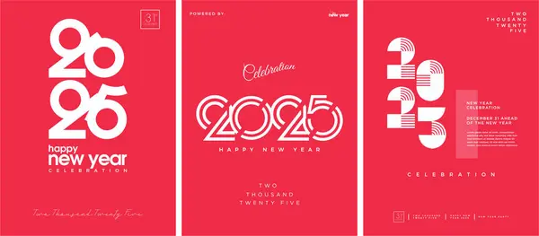 Bonne Année 2025 Poster Couvercle Design Design Moderne Simple Fond Vecteurs De Stock Libres De Droits