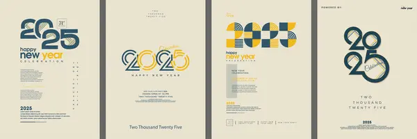 Набір Новим 2025 Роком Плакат Обкладинка Дизайну Сучасний Простий Дизайн Стокова Ілюстрація