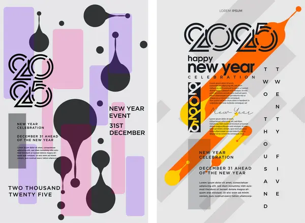 Ευτυχισμένο Νέο Έτος 2025 Σχεδιασμός Κομψά Και Φωτεινά Χρώματα Όμορφη Royalty Free Εικονογραφήσεις Αρχείου