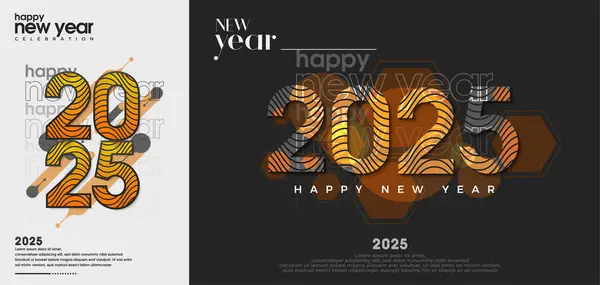 Новим 2025 Роком Новий Рік 2025 Дизайн Концепцією Скрученого Смугастого Векторна Графіка