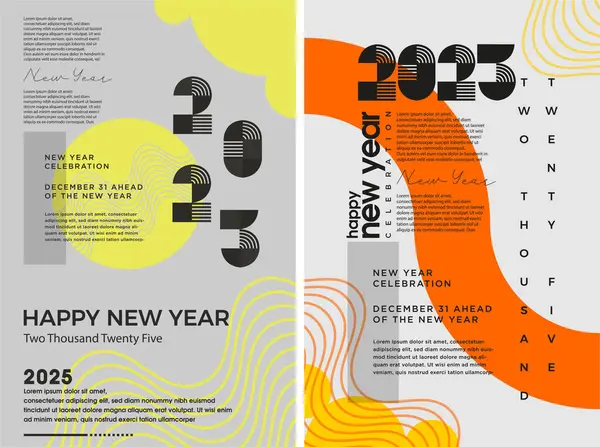 Ευτυχισμένο 2025 Εορταστική Και Όμορφη Σχεδίαση Για Αφίσα Της Πρωτοχρονιάς Εικονογράφηση Αρχείου