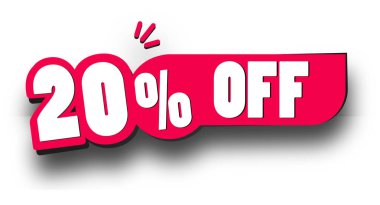 % 20 'lik Metin ile Yuvarlak Etiketin Vektör illüstrasyonu