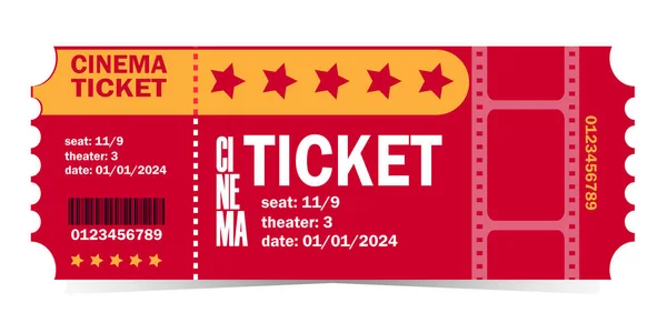 Vector cinema ticket, on a red background.