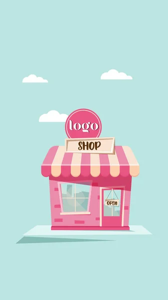 Illustration of an online store in a pink cartoon style