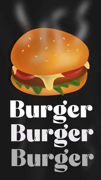 Cheese burger in 3d illustration for menu, poster, web. Premium vector