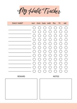 Alışkanlık İzleyici sayfam A4. Yazdırılabilir