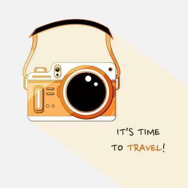 Dijital fotoğraf makinesi. Kamera Vektörü Tasarımı Resimleri.