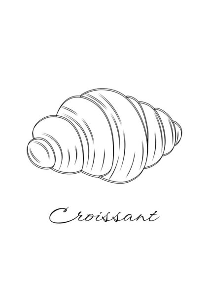 Croissant hand drawn doodle for bakeries or menus. Sketch Croissant icon. Vector illustration.
