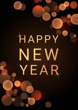 - Mutlu yıllar. Bokeh Işıklarıyla Siyah Arkaplanda Selamlama.