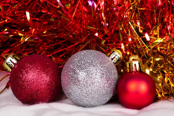 Kerstballen Decoratieve Achtergrond Rechtenvrije Stockfoto's