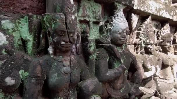 Angkor Wat Forntida Prydnad Vägg — Stockvideo