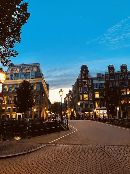 Amsterdam Die Niederlande Die Altstadt Abend — Stockfoto