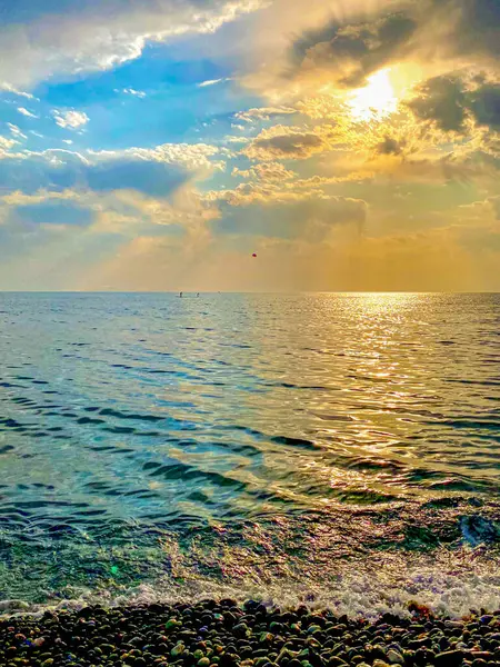 Beau Paysage Marin Coucher Soleil Sur Mer Noire — Photo
