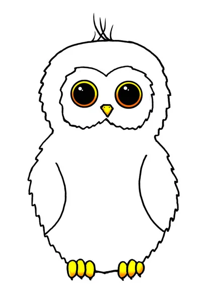 cute owl with big eyes. Children\'s drawing