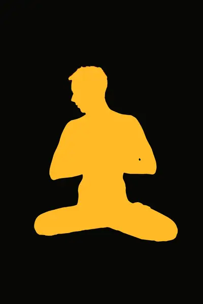 Yoga pose. Yellow icon on black background. High quality illustration.