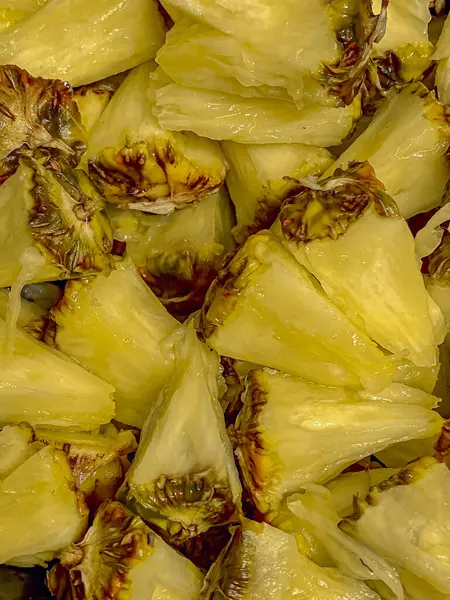 Close up of pineapple slices. Background and texture of pineapple slices.