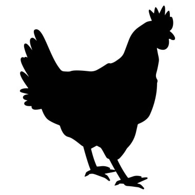 Hen Black Silhouette Vector