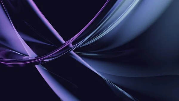 Soyut 3d koyu arkaplan oluşturucu. Hareketli arka planda akışkan holografik yanardöner metalik cam eğri dalga kumaşı. Pankartlar, arkaplanlar, duvar kağıtları ve kapaklar için gradyan tasarım ögesi.