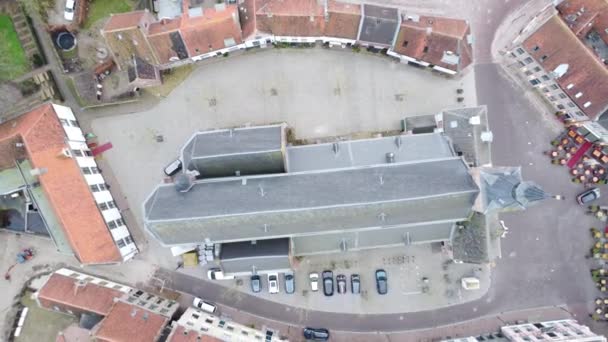 Згори Вниз Повітряні Кадри Церкви Андреаса Хаттемі Нідерланди — стокове відео