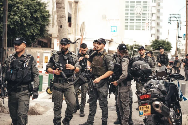 Tentara Angkatan Pertahanan Israel Dan Polisi Jalan Tel Aviv Israel — Stok Foto