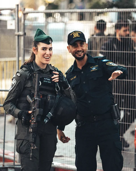 Srail Savunma Kuvvetleri Askerleri Polisi Tel Aviv Srail Sokaklarında Tarih — Stok fotoğraf