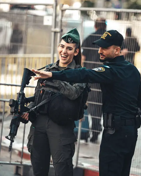 Srail Savunma Kuvvetleri Askerleri Polisi Tel Aviv Srail Sokaklarında Tarih — Stok fotoğraf