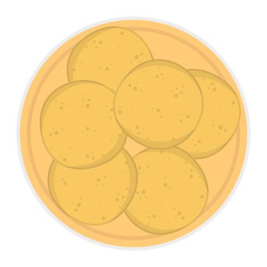 Tabakta bir ekmek var. Kolombiya yemeği. Vektör düz resimleme