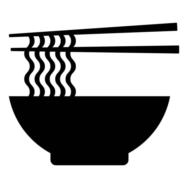 Ramen Noodle Soup Bowl Chopsticks Flat Vector Icon Food Apps — Stock Vector