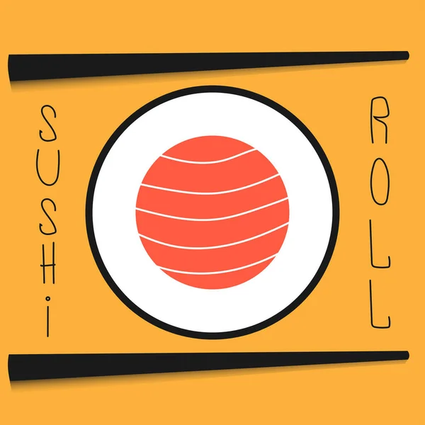 Chopsticks Com Rolo Sushi Subir Peça Sushi Com Vetor Chopstick —  Vetores de Stock