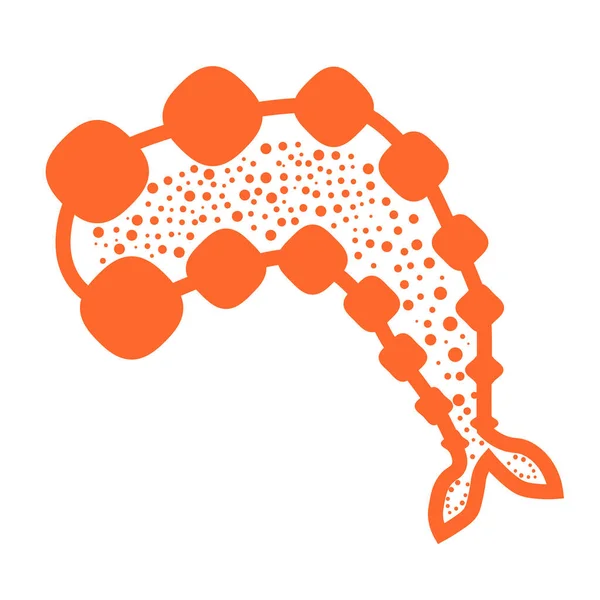Räkfisk Och Skaldjur Isolerade Räkor Vit Bakgrund Logotyp Rödspätta — Stock vektor