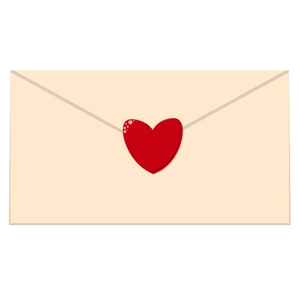 Cute Envelope Heart White Background Happy Valentine Day — Vetor de Stock