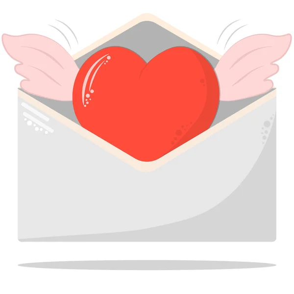 stock vector Cute envelope with heart on white background. Happy Valentine's Day.