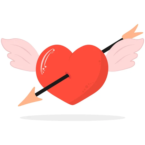 Coração Ferido Por Uma Flecha Grande Para Dia Dos Namorados — Vetor de Stock