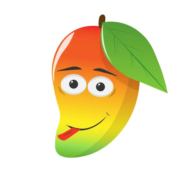 Carácter Mango Desgarrado Fruta Aislada Sobre Fondo Blanco Dibujos Animados — Vector de stock