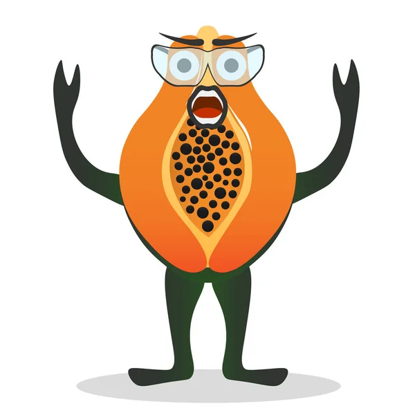 Frischer Papaya Charakter Flache Darstellung Des Papaya Vektorsymbols Isoliert Auf — Stockvektor