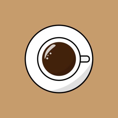 Köpüklü bir fincan kahve. Minimalist bir fincan latte. Cappuccino, yukarıdan bak. Üst Manzara. Minimal Design Poster düz vektör çizimi.