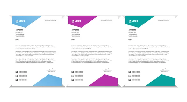 Kurumsal modern antetli tasarım şablonu sarı, mavi, yeşil ve diğer renklerle. Projeniz için yaratıcı modern harf baş tasarımı şablonu. Letterhead, İş antetli antetli tasarım.