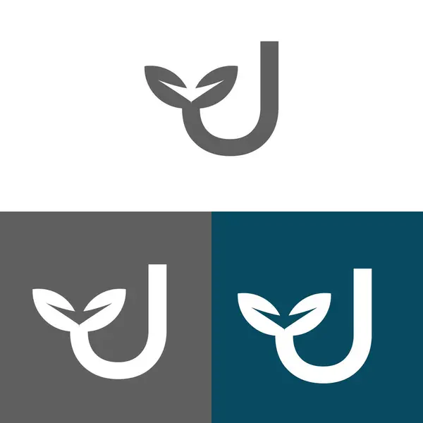 U harfi logo tasarımı konsepti negatif uzay stili. İşaretlerden inşa edilmiş soyut işaret. Vektör ögeleri şablon simgesi.