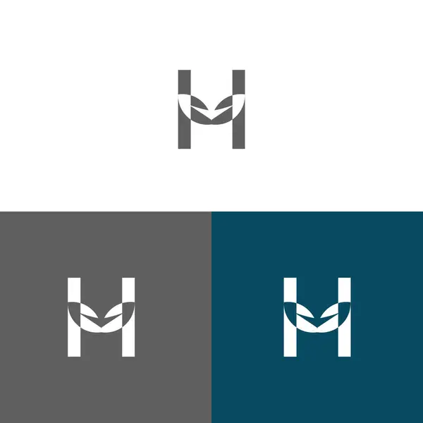 H harfi logo tasarımı konsepti negatif uzay stili. İşaretlerden inşa edilmiş soyut işaret. Vektör ögeleri şablon simgesi.