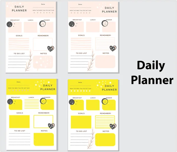 Daily Planner Design Vector Template Daily Cecklist Για Άνδρα Γυναίκα — Διανυσματικό Αρχείο