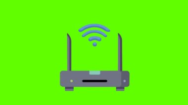 WIFI router animasyon videosu the Wi-Fi sinyal animasyon işi kavramı ile internet servis kablosuz yönlendirici modemi