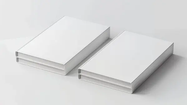 stock image Minimalist Mockup of Two Closed White Books on Clean White Background for Publishing Branding, Book Cover Design, and Professional Stationery Presentation