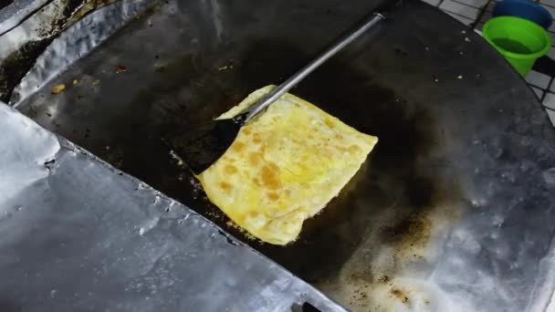 Proceso Fabricación Martabak Telor Pasteles Salados Fritos Rellenos Huevo Carne — Vídeo de stock